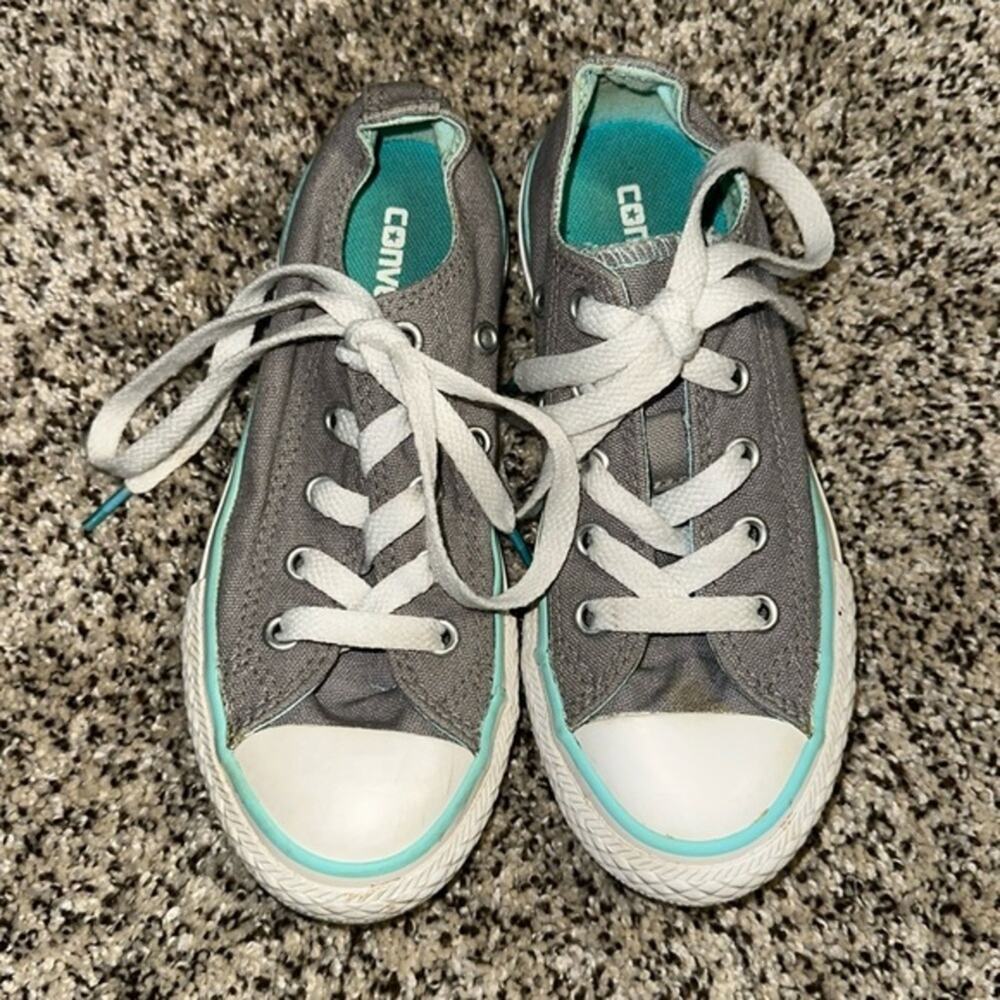 Cute Light Gray and Blue Converse Size 12 Kids